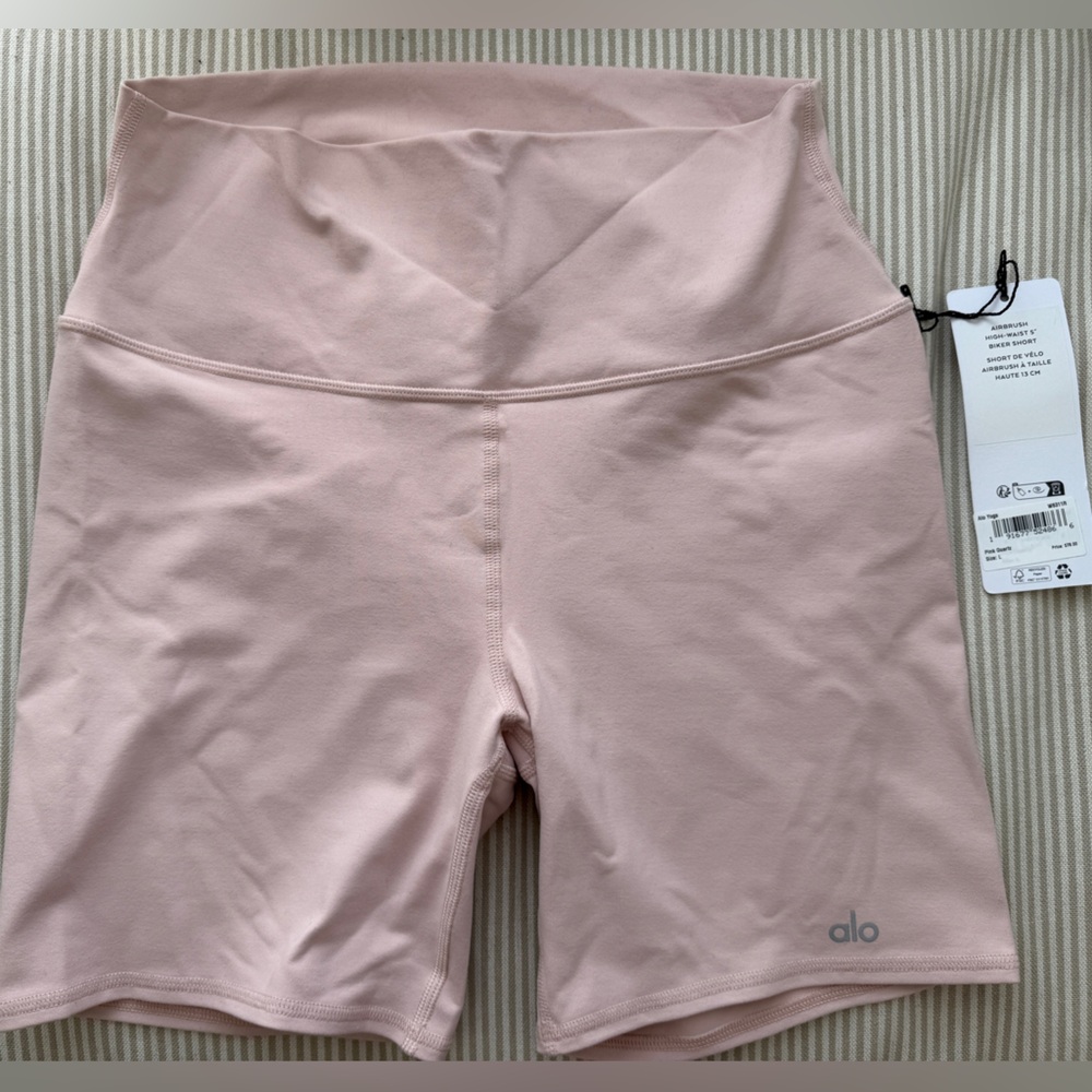 NWT Alo Yoga 5" Airbrush High-Waist Biker Short Pink Quartz Size Large